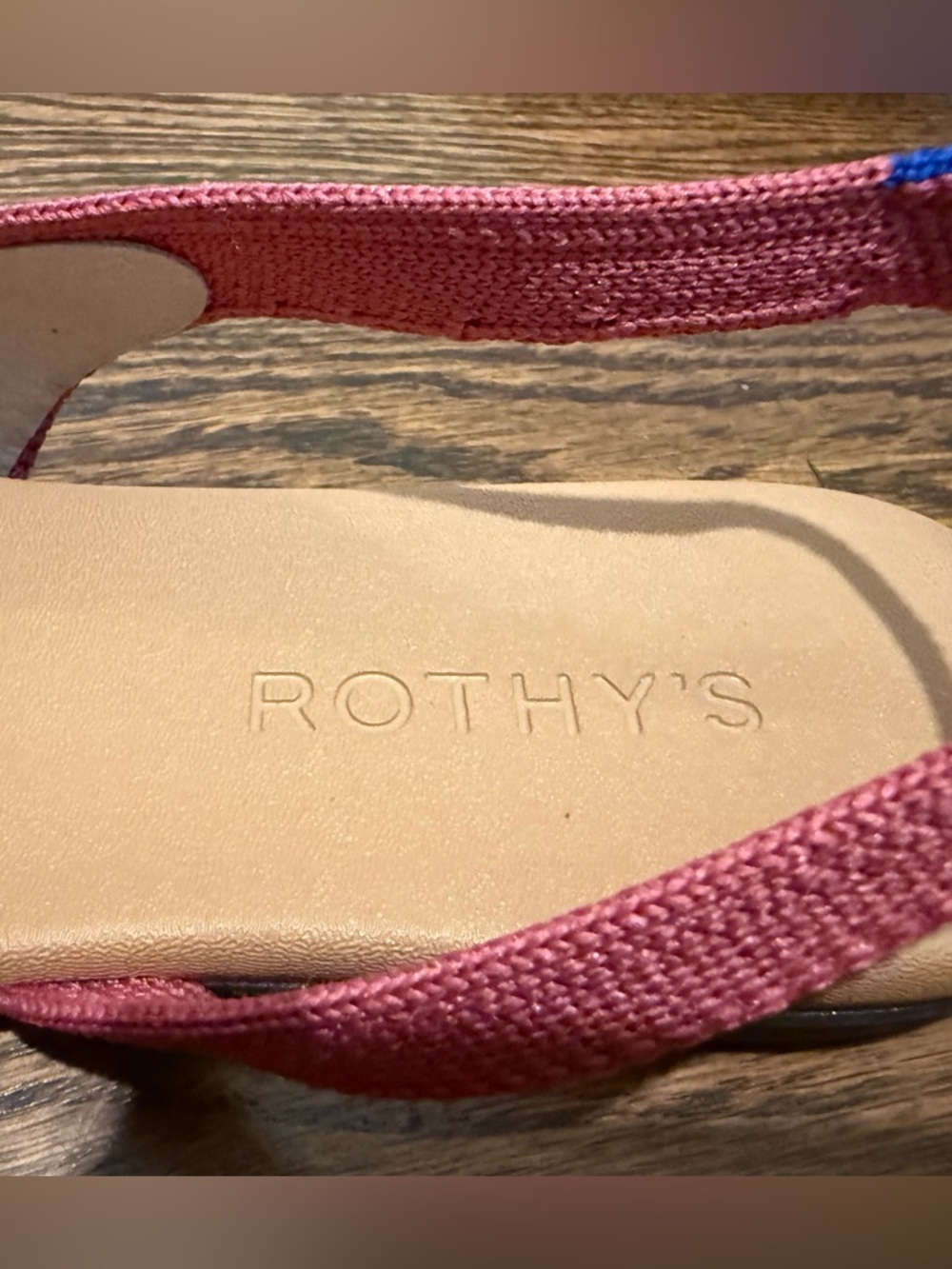 NWOT Rothy's Pink Pointed Slingback Flats with Blue Trim - Picture 3 of 8